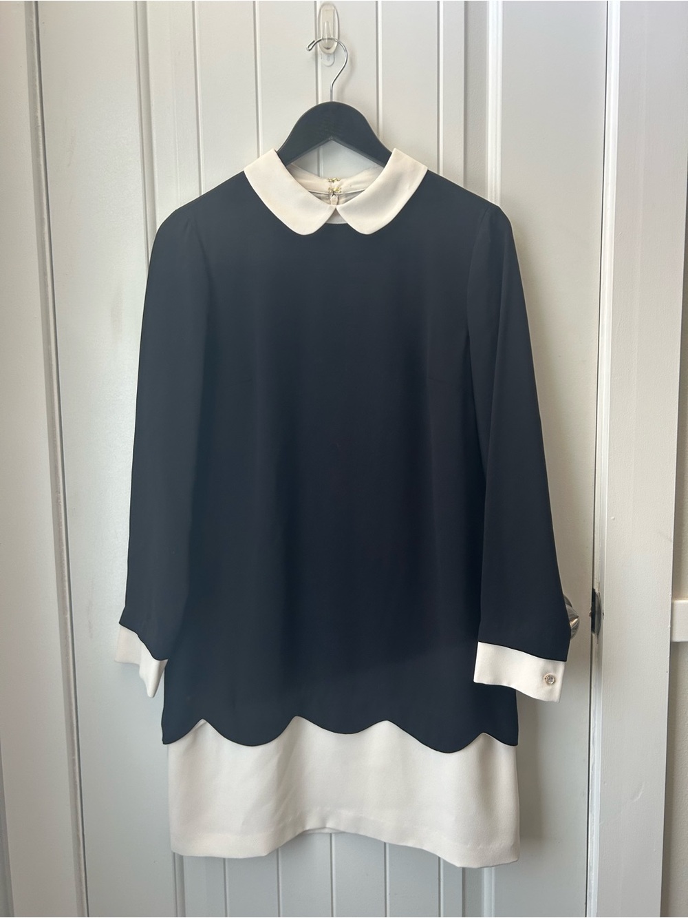 CeCe Black Dress with Cream Peter Pan Collar